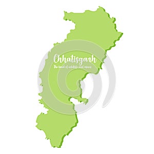 A map of the state of Chattisgarh in India. This state is called the land of wildlife and mines - Vector