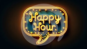 Chatty Happy Hour Neon Speech Bubble Sign