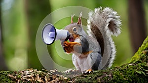 Chatty Squirrel\'s Forest Broadcast. Concept Nature Photography, Wildlife Observations, Forest