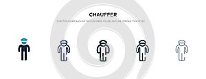 Chauffer icon in different style vector illustration. two colored and black chauffer vector icons designed in filled, outline,