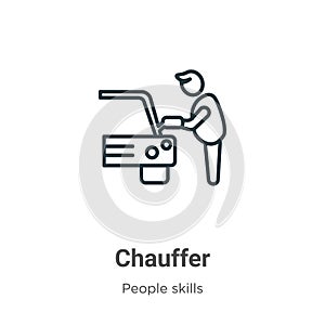 Chauffer outline vector icon. Thin line black chauffer icon, flat vector simple element illustration from editable people skills