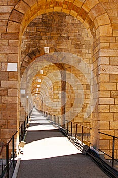 Chaumont view of viaduct arches and sidewalk perspective