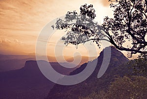 Chauragarh scenic view of satpura mountain range in Pachmarhi hill station .