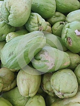 Chayote Squash top view on display