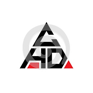 CHD triangle letter logo design with triangle shape. CHD triangle logo design monogram. CHD triangle vector logo template with red