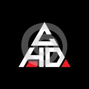 CHD triangle letter logo design with triangle shape. CHD triangle logo design monogram. CHD triangle vector logo template with red