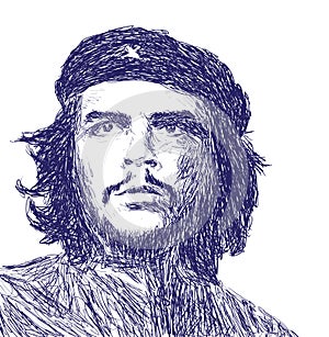 Che Guevara Hand Drawn Scratch Portrait photo