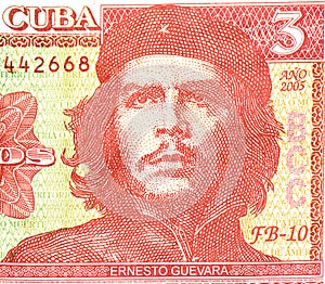 Che Guevara three pesos banknote photo