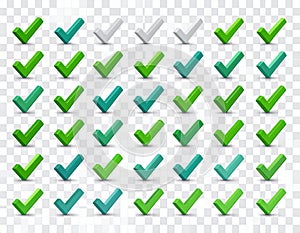 100 cheak mark set in vector 3d photo