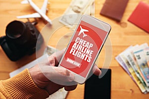 Cheap airline flights online mobile app photo