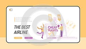 Cheap Flight, Economy Travel Landing Page Template. Tourism, Special Offer, Low Cost Airline Discounter photo