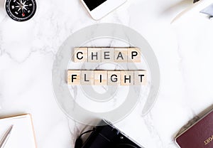 Cheap flight travel text poster for travel