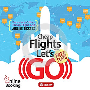 Cheap Flights Advertising Banner.