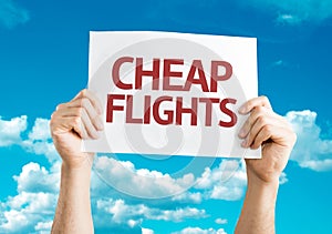 Cheap Flights card with sky background photo