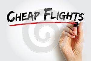 Cheap Flights text quote, concept background