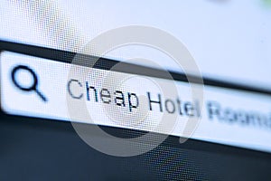 Cheap Hotel Room text in the search bar