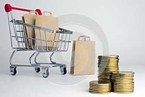 Cheap and inexpensive shopping white background