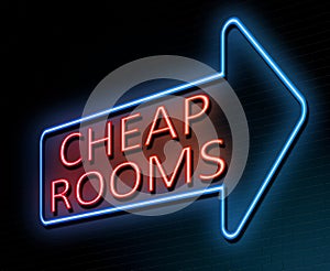 Cheap rooms concept.