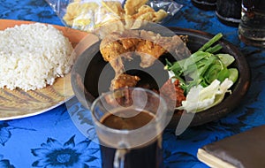 Cheap traditional indonesian meal - bebek goreng