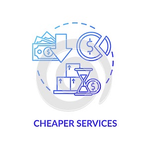 Cheaper services blue gradient concept icon