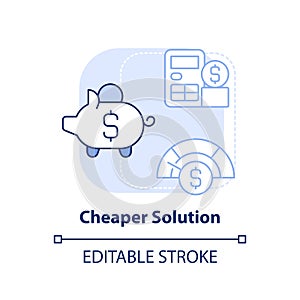Cheaper solution light blue concept icon