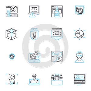 Cheaters linear icons set. Infidelity, Adultery, Betrayal, Deceit, Cheating, Unfaithfulness, Disloyalty line vector and photo