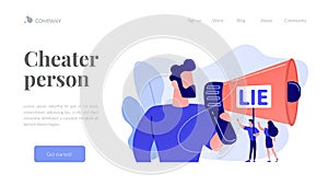Cheating concept landing page.