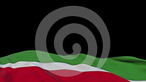 Chechen Republic fabric flag waving on the wind loop. Chechen Republic embroidery stiched cloth banner swaying on the breeze. Half