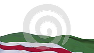 Chechen Republic of Ichkeria fabric flag waving on the wind loop. Chechen Republic of Ichkeria embroidery stiched cloth banner