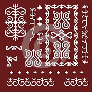 Chechen traditional ornament elements. Vector Illustration set