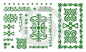 Chechen traditional ornament elements. Vector Illustration set.