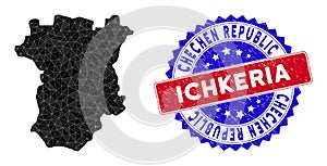 Chechnya Map Triangle Mesh and Distress Bicolor Watermark