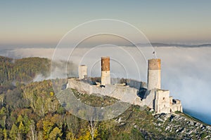 Checiny Castle near kielce,Aerial drone Poland