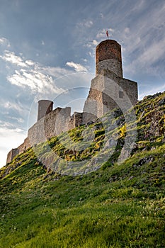 Old historic ruins of the royal castle. A stronghold from middle ages in central Europe.