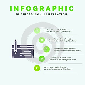 Check, Account, Bank, Banking, Finance, Financial, Payment Solid Icon Infographics 5 Steps Presentation Background