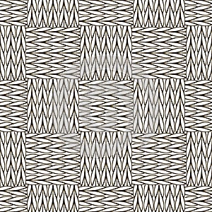 Check black and white knitted seamless pattern. Ornamental abstract fancywork background. Embroidery ornament. Tapestry geometric photo