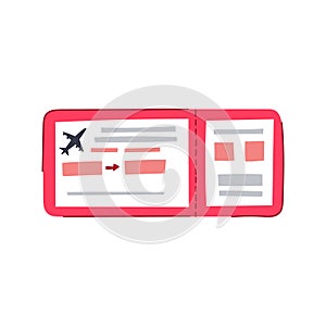 check-in boarding pass cartoon vector illustration