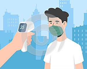 Check body temperature in public places, to avoid covid-19 transmission