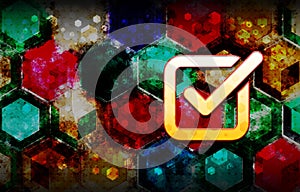 Check box icon abstract 3d colorful hexagon isometric design illustration background