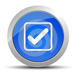 Check box icon blue round button illustration