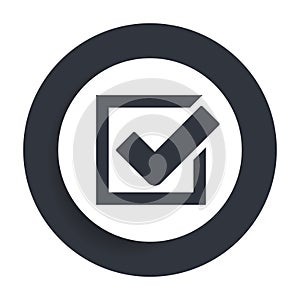 Check box icon flat vector round button clean black and white design concept isolated illustration