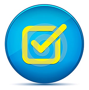 Check box icon modern flat cyan blue round button
