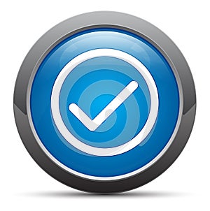 Check box icon premium blue round button vector illustration