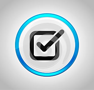 Check box icon round blue push button