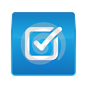 Check box icon shiny blue square button