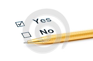 Check boxes and pen isolated