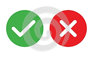 Check and Cancel Button. Yes and No symbol. Accepted and Rejected, Approved and Disapproved Web Button