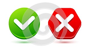 Check and cancel icons set - yes and no