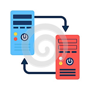 Check this carefully crafted flat icon of computer data transfer, technology related vector photo