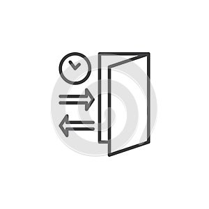 Check-in, Check-out line icon, outline vector sign, linear pictogram isolated on white.